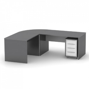 Birou, măsuţă, masă PC, gri şi alb, 160 cm - TP281244 - Img 6