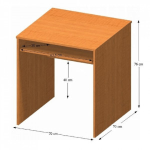 Birou, măsuţă, masă PC maro, cu polită glisantă, 70 cm - TP109730 - Img 5