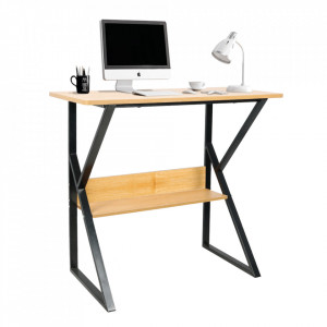 Birou, măsuţă, masă PC, maro si negru, 80 cm - TP277506 - Img 10
