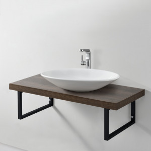 Blat pentru lavoar cu suport metalic culoarea lemnului de nuc negru mat - P71649881 - Img 4
