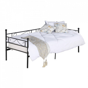 Canapea din metal - de o persoană, negru, 206,4x84x95,2 cm - TP264282
