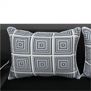 Canapea extensibilă, material textil negru/gri/perne gri cu model, 203x73/83x91 cm - TP96963 - Img 8