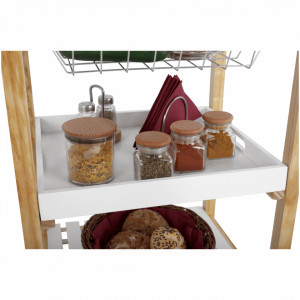 Carucior de servire, alb/natural, 50x40x83 cm - TP255861 - Img 3
