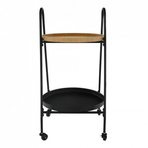 Cărucior de servire, culoarea stejar/negru, 43x40x78 cm - TP302749 - Img 12