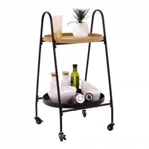 Cărucior de servire, culoarea stejar/negru, 43x40x78 cm - TP302749 - Img 19