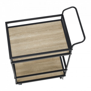 Cărucior de servire, culoarea stejar/negru, 61x43x89 cm - TP302744 - Img 13