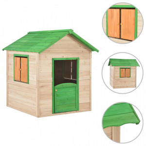Căsuță de joacă pentru copii, verde, lemn de brad - V91791V - Img 2