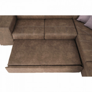Colţar, 275x220x85/100 cm, material maro/violet deschis, dreapta - TP210944 - Img 4
