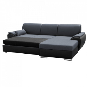 Colţar extensibil, negru și gri închis, model dreapta, 280x83x174 cm - TP280766 - Img 3