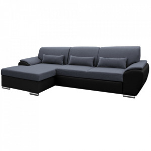 Colţar extensibil, negru și gri închis, model stânga, 280x83x174 cm - TP280767