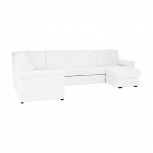 Colţar în formă de U, piele ecologică albă, model dreapta, 330x215/153x88 cm - TP151498 - Img 8