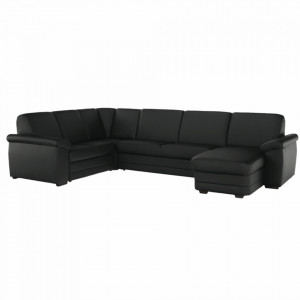 Colţar în formă de U, piele ecologică neagră, model dreapta, 330x88x215/153 cm - TP108349 - Img 19