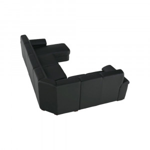 Colţar în formă de U, piele ecologică neagră, model dreapta, 330x88x215/153 cm - TP108349 - Img 5