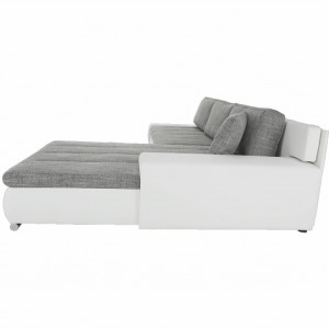 Colţar, piele ecologică/ alb/material gri melir, 300x215x72 cm - TP149894 - Img 16