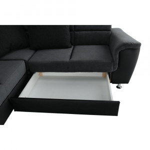 Colţar, piele ecologică negru/material, model dreapta, 325x86/106x168/217 cm - TP149898 - Img 13