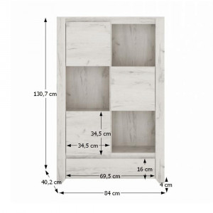 Comodă, 84x130,7x40,2 cm, alb craft - TP107264 - Img 2