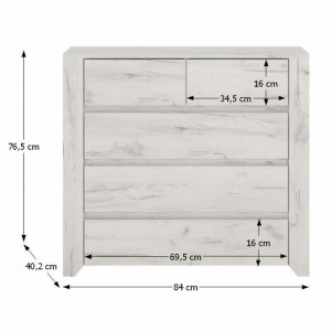 Comodă, 84x76,5x40,2 cm, alb craft - TP107271 - Img 2