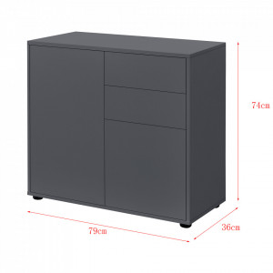 Comoda cu 2 sertare si 2 usi gri inchis mat - P71488099 - Img 3