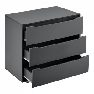 Comoda cu 3 sertare, 77,5 x 80 x 48 cm, gri inchis - P72528809 - Img 2