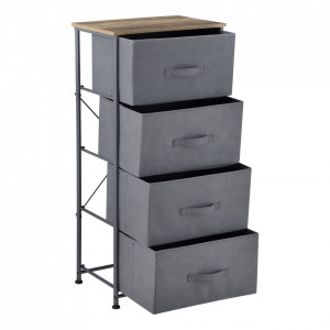 Comoda cu sertare Dona, 95 x 45 x 30 cm, metal/poliester/MDF, gri/efect lemn, cu 4 sertare - P66829635