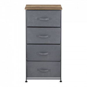 Comoda cu sertare Dona, 95 x 45 x 30 cm, metal/poliester/MDF, gri/efect lemn, cu 4 sertare - P66829635 - Img 2