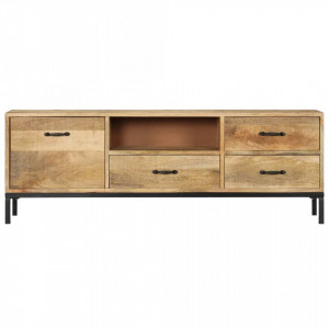 Comoda TV, 130 x 30 x 45 cm, lemn masiv de mango - V247943V - Img 4