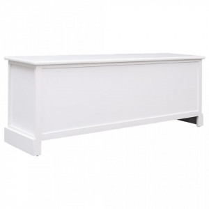 Comodă TV, alb, 108x30x40 cm, lemn masiv paulownia - V338525V - Img 3