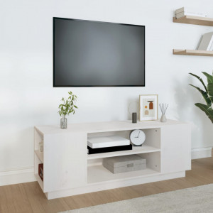 Comodă TV, alb, 110x35x40,5 cm, lemn masiv de pin - V814410V - Img 2