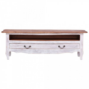 Comoda TV, alb, 120 x 30 x 40 cm, lemn masiv reciclat - V283902V - Img 3
