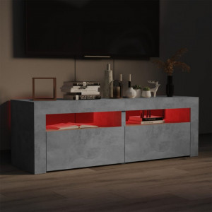 Comodă TV cu lumini LED, gri beton, 120x35x40 cm - V804359V - Img 4