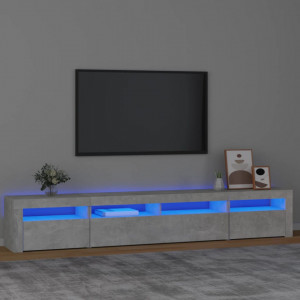 Comodă TV cu lumini LED, gri beton, 240x35x40 cm - V3152725V - Img 2