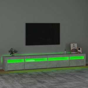 Comodă TV cu lumini LED, gri beton, 270x35x40 cm - V3152749V - Img 4