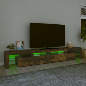 Comodă TV cu lumini LED, stejar fumuriu, 260x36,5x40cm - V3152783V - Img 4