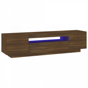 Comodă TV cu lumini LED, stejar maro, 160x35x40 cm - V815728V - Img 1