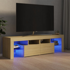 Comodă TV cu lumini LED, stejar Sonoma, 140x36,5x40 cm - V804367V - Img 2