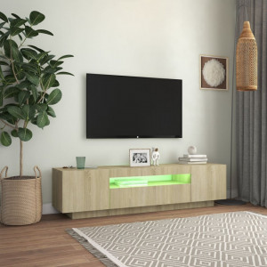Comodă TV cu lumini LED, stejar sonoma, 160x35x40 cm - V804430V - Img 4