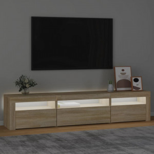 Comodă TV cu lumini LED, stejar sonoma, 195x35x40 cm - V3152740V - Img 3
