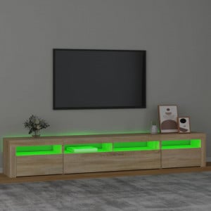 Comodă TV cu lumini LED, stejar sonoma, 240x35x40cm - V3152724V - Img 4