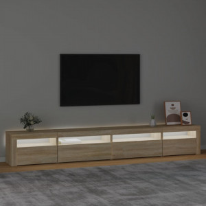 Comodă TV cu lumini LED, stejar sonoma, 270x35x40 cm - V3152748V - Img 3