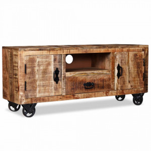 Comoda TV din lemn de mango nefinisat, 120 x 30 x 50 cm - V243983V