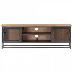 Comodă TV, gri, 120 x 30 x 40 cm, lemn masiv de acacia/oțel - V323499V