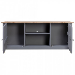 Comodă TV, gri, 120x40x50 cm, lemn masiv de pin, gama Panama - V282671V - Img 3