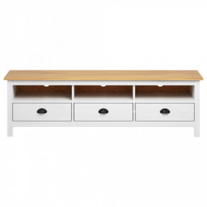 Comoda TV Hill Range, alb, 158x40x47 cm, lemn masiv de pin - V288930V - Img 3