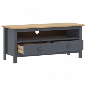 Comoda TV Hill Range, gri, 110x40x47 cm, lemn masiv de pin - V288925V - Img 3