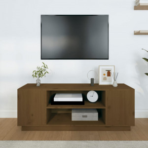 Comodă TV, maro miere, 110x35x40,5 cm, lemn masiv de pin - V814412V - Img 3