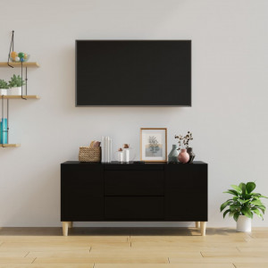 Comodă TV, negru, 102x44,5x50 cm, lemn prelucrat - V819597V - Img 3