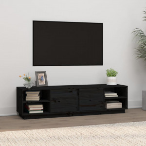 Comodă TV, negru, 156x40x40 cm, lemn masiv de pin - V814458V - Img 2