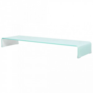Comoda TV/Suport monitor din sticla, 110 x 30 x 13 cm, alb - V244148V - Img 1