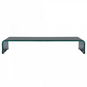 Comoda TV/Suport monitor, sticla, 70 x 30 x 13 cm, negru - V244136V - Img 2