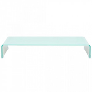 Comoda TV/Suport monitor, sticla, 80 x 30 x 13 cm, alb - V244145V - Img 2